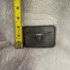 Western Cowboy Longhorn Bull Skull Belt Buckle Silver Tone Mens Womens