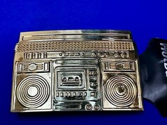 Rebel Revolutions Retro Gold Tone Ghetto Blaster / Boom Box Belt Buckle