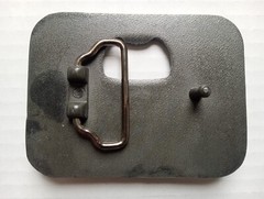 Metal Belt Buckle Long Horn Steer Bottle Opener Black Silver Tone Western Cowboy