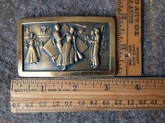 vintage Copper? Belt Buckle western cowboy Square Dancing Hoedown