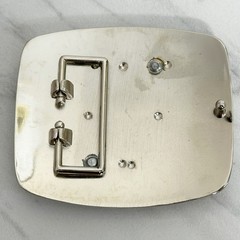 Rhinestone Studded N Letter Initial Monogram Silver Tone Belt Buckle
