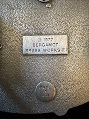 Bergamot Brass Works Bass Belt Buckle Vintage 1977 X-144. Made In USA Fishing