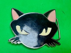 Black Kitty Cat Cartoon Anime Novelty Gift Enamel Belt Buckle