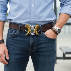 NEW Belt Buckle Men Women Silver Metal Western Rodeo Boot Cowboy Hat Horseshoe
