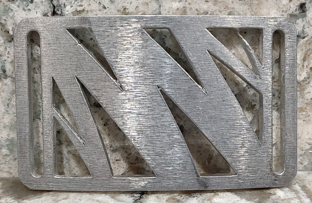 GRIP6 BELT BUCKLE – LIGHTNING BOLT – RAW ALUMINIUM – 1.5 INCH WIDE