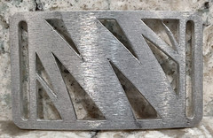 GRIP6 BELT BUCKLE – LIGHTNING BOLT – RAW ALUMINIUM – 1.5 INCH WIDE
