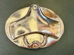 Reflective Silver Tone Retro Vintage Belt Buckle with Bottle Opener