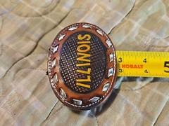 ILLINOIS Brown Leather Belt Buckle