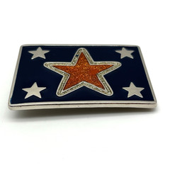 Vintage 90s Y2K Red Blue Glitter Star Stainless Steel Belt Buckle Fits – 1.5&Prime;