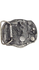 Vintage 1984 Bergamot Brass Works Native American Horse Rider Belt Buckle