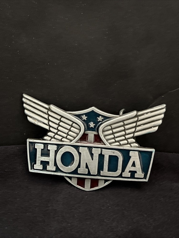 Vintage Honda Wing Motorcycle Belt Buckle Blue Red Stars Silver Tone