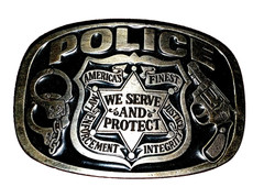 Vintage Police America&rsquo;s Finest We Serve & Protect Belt Buckle 1988 #1654