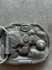Vintage 1986 C&J Enamel Family Farm Scene Pewter Belt Buckle American Tradition