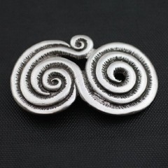 Spiral Belt Buckle in Antique Silver, Artisan Interchangeable Buckle