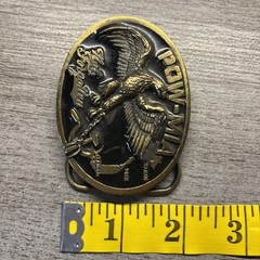 Military Belt Buckle POW MIA Eagle Great American #1822 USA Black Gold Vintage