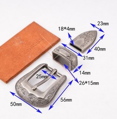 1 Inch Antique Western Cowboy Flower Engraved Leathercraft Belt Buckle 3 Pcs Set