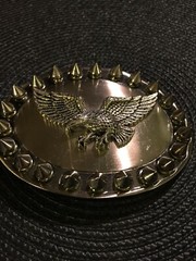 4&Prime; Mexican Metal Motorcycle Biker Belt Buckle Studded Eagle Stainless Steel