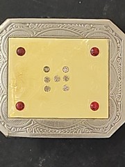Vintage Victorian Silver Plate Belt Buckle – Celluloid Inlay with Crystal & Red