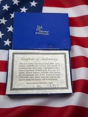 International Monetary Mint Ltd Ed American Eagle Silver/24K Gold Belt Buckle