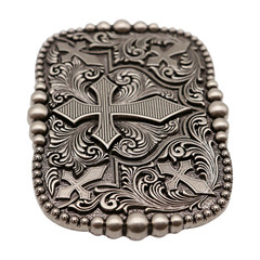 Men Women Belt Buckle Rusty Silver Metal Western Cross Religious Premium Quality