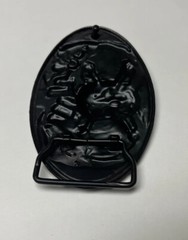 Skull and Crossbones, Black/Silver Metal Motorcycle Biker Belt Buckle