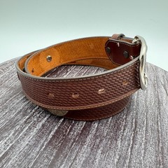 Tony Lama Belt Mens 34 Western Leather Bison Bear Eagle Buckle Brown Silver