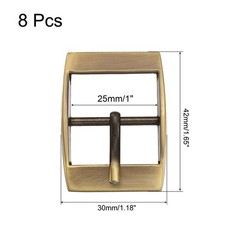 8Pcs 1&Prime; Single Prong Belt Buckle Square Center Bar Buckles Bronze