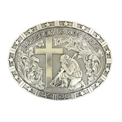 Nocona Soldier Praying at Cross Freedom Is Not Free Belt Buckle 37985