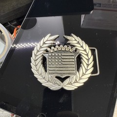 Famous Stars & Stripes American Dream Cadillac USA Flag Silver Tone Belt Buckle