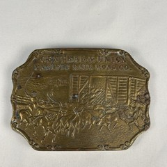 Vintage Bergamot Brass Works Central & Union Pacific Rail Road Co. Belt Buckle