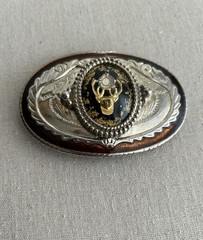 Vintage Belt Buckle Men Silver Elks Lodge BPOE Benevolent Protective Order Clock