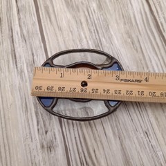 Vtg Stained Glass Flute Belt Buckle Handmade Copper Tone Blue Art Glass Artisan