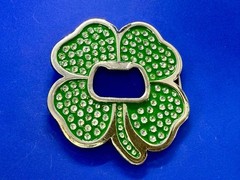 Lucky Four Leaf Clover Rhinestone Covered Belt Buckle with Bottle Opener