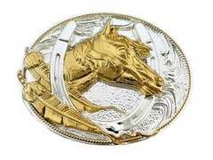 Horse Feather Belt Buckle Men Women Western Cowboy Rodeo Gold Silver Metal Skull