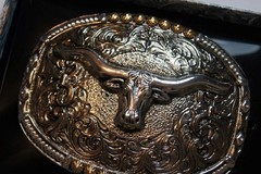 Crumrine Belt Buckle LONGHORN Oval Long Horn Silver C10019