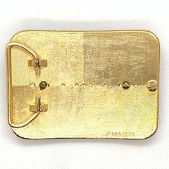 Silver Dollar Black & Gold Western Style Belt Buckle