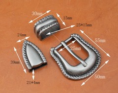 25MM Western Cowboy Leathercraft Prong Pin Belt Buckle Set 3-Piece DIY Project
