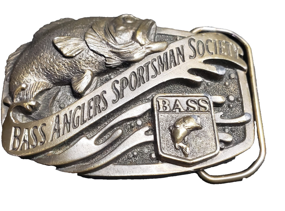 Bass Anglers Sportsman Society Fisherman Brass Belt Buckle USA Gift