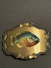 Vintage Bluegill Belt Buckle Fish Fisherman Fishing Panfish Outdoor 1970s Nice