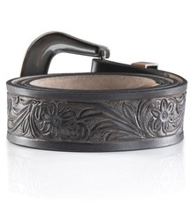 Angus Stoke western belt – Genuine buffalo 34&Prime;-36&Prime;, Black/Buckle Rose-gold