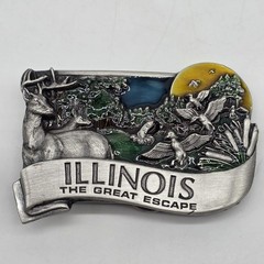 Vintage Collectible 1984 ILLINOIS Pewter and Enamel Belt Buckle by Bergamot