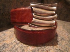 CLASSIC!! RARE!! KIESELSTEIN STERLING BELT BUCKLE AND BROWN LIZARD BELT SIZE 1