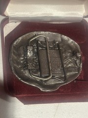 Vtg 1986 Nasco Eli Whitney Cast Iron Growing Of America Belt Buckle Numbered