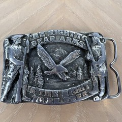Vintage 1982 Siskiyou The Right To Bear Arms Pewter Belt Buckle R-10