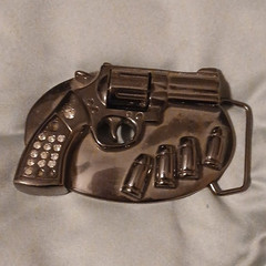 Silver Tone Revolver & Bullets Rhinestone Metal Western Belt Buckle 1.5in Men