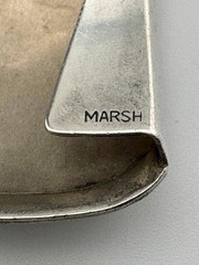VINTAGE MARSH STERLING SILVER MASONIC BLUE ENAMEL HISTORIC BELT BUCKLE 17G 2144