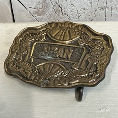 Vintage Oden USA Brass Belt Buckle Dean Name Western Style Needs Repair