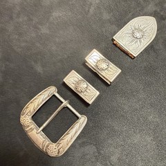 Vintage STERLING SILVER Belt Buckle Set 4PC western RANGER handcrafted Mexico