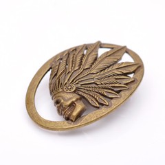 Retro Bronze Biker Indian Chief Head Western Cowboy Metal Fashion Belt Buckle
