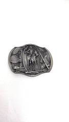 Vintage 1984 Bergamot Brass Works Native American Horse Rider Belt Buckle
